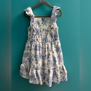Blue Floral Ruffle Dress Cottagecore French Inspired